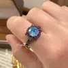 Transmissão Ao Vivo Popular Octogonal Corte Milênio Rosa Azul Oceano Pingente Cravejado com Diamante de Alto Carbono Anel Conjunto de Brincos Rosa Vermelho Preto Ouro