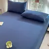 Juego de Sábanas Ajustables de Algodón Puro Clase A, Sábanas de Algodón Lavado Engrosadas, Funda Nórdica de Color Puro de una Pieza de Algodón para Dormitorio de Estudiante, Juego de Tres Piezas de Funda de Almohada