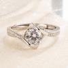 Anillo abierto de plata de ley S925 con diamante beso de ángel en forma de corazón para mujer TikTok live comercio exterior comercio electrónico transfronterizo