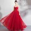 Vestido de Cocktail em Renda para Noiva 2026 Novo Estilo Casamento Elegante e Nobre Vestido Sexy Sem Alças Longo Vermelho para Mulheres