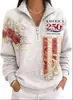 Sudadera cruzada con media cremallera y cuello medio alto, top casual para mujer conmemorativo del 250 aniversario de EE. UU., comercio exterior, Amazon Europa y América