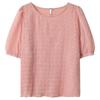 [Tecido original] camisa feminina de manga curta com gola redonda plus size, verão, para meninas cheinhas, corte relaxado, top justo com manga bufante