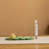 Soporte de incienso Hoja de loto Sapo Dorado Pixiu Quemador de incienso de resina Mascota de té Lindo Soporte de incienso de resina Base Bandeja Hogar Dormitorio Fragancia duradera Incienso