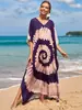 Transfronterizo 2025 Moda Europea y Americana Estampado Vestido de Playa Bali Estilo Túnica Vacaciones en la Costa Protección Solar Estilo Casual