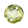 Huagang Gems Piedra Suelta de Zircón de Superficie Doble de Tortuga Redonda Amarillo Oliva con Doble Agujero, Piedra Sintética de Circonita Cúbica de Superficie Cuadriculada con Agujero