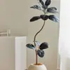 Árbol de Goma Black Diamond Planta Verde Artificial Decoración de Sala de Estar de Lujo de Gama Alta Planta Falsa Biónica Grande de Pie Estilo Wabi-Sabi