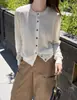 Cardigan de Punto de Cachemira Nuevo Verano 2026 para Mujer, Holgado, Cuello Redondo, Botones, Abrigo Suéter, Prenda Exterior