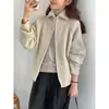EGG 2025 Otoño Nuevo Moda Coreana Dongdaemun Cárdigan de Punto con Solapa Suéter Abrigo Mujer