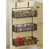 Estante de almacenamiento para cocina, especiero multicapa para puertas de gabinetes, caja de almacenamiento para montaje en pared para cebollas, jengibre y ajo, canasta pequeña colgante sin perforación