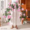 Planta Artificial Trepadeira Videira de Rosas Flor de Plástico Decorativa Teto Ar Condicionado Tubulação de Água Enrolamento Rosa Decorativa Trepadeira de Rosas Artificiais