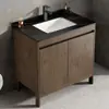 Gabinete de Cerâmica Integrado com Pia de Chão Combinação Alumínio Espacial Gabinete de Banheiro Gabinete de Pia para Banheiro Lavatório Doméstico