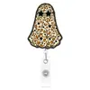 Porta-credencial retráctil de fantasma con estampado de leopardo estilo americano para Halloween, porta-identificación de enfermera de hospital, clip para credencial de acrílico