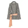 Roupas femininas transfronteiriças outono novo moda estilo europeu e americano camisa listrada de manga comprida com gola virada e cinto 7047153