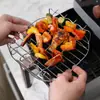 Estante para Brochetas de Acero Inoxidable Estante para Freidora de Aire Estante para Barbacoa Doble Capa Freidora Estante para Cocinar al Vapor Barbacoa Viene con Brochetas Transfronterizo