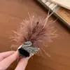 Presilha de Cabelo Pena de Cisne Pequena, Presilha para Coque Pena de Avestruz, Presilha de Cabelo com Strass, Acessório de Cabelo Elegante Meio Preso, Presilha de Bico de Pato de Alta Qualidade, Presilha Lateral
