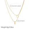 Collar colgante cuadrado estilo minimalista francés, acero inoxidable chapado en oro, diseño único, cadena versátil y elegante para la clavícula femenina