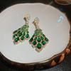 Brincos de borla de folha de zircônia de luxo com agulha de prata, brincos elegantes de moda exagerada europeia e americana, brincos personalizados de alta qualidade para mulheres