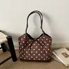 Bolso Tote de Lunares para Mujer Gran Capacidad Lona Retro Patchwork de Bloques de Color Bolso de Hombro Único Versátil para Viajes Diarios Bolso de Mano para Estudiantes