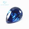 Atacado de fábrica zircônia azul safira em forma de pera pedra solta sintética fundo pontiagudo formato de gota cor azul anel de pedra branca broca CZ