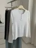 Camiseta de Manga Larga con Botones a Presión, Cuello Redondo Bajo, Felpa Cepillada Otoño/Invierno para Mujer, Nuevo Estilo 2026, Gruesa, Cálida, Versátil, Adelgazante, Camiseta Base