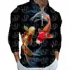 Otoño e Invierno Transfronterizo Nuevo Imprescindible Animal Pez Impresión Digital 3D Camisa Polo de Manga Larga Otoño Nueva Camisa Polo Casual