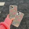 Ins graffiti flor borboleta espelho para iphone14Promax Apple 13 capa de telefone 11/12 suporte feminino