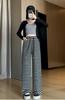 Calça Casual Listrada de Perna Larga Feminina Verão 2024 Cintura Alta Solta Moda Estilo Coreano Tendência Emagrecedora Reta