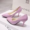 Zapatos de trabajo negros de punta puntiaguda con tacón de aguja color nude de European Station para mujer, de charol azul, talla grande, para boda, color rojo.