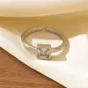 Anel Geométrico Oval de Diamante Minimalista Transfronteiriço com Design Quadrado de Diamante Simples e de Alto Padrão, Anel Aberto Empilhável e Ajustável