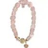 Miel Clara Corazón RotoOriginal Natural Cuarzo Rosa Cuadrado Irregular Corazón Pulsera de Cristal Rosa Girly Corazón Moda