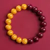 Pulsera Genuina de Cristal de Arena Roja Imperial y Piedra Dorada Cinabrio, Pulsera de Arena Dorada Morada para el Año de Nacimiento, Venta al por Mayor Directa de Fábrica