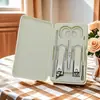 Cortauñas Nuevo Transfronterizo Set Portátil de 5 Piezas Cortauñas Oblicuo Limpiaorejas Tijeras para Cejas Set de Herramientas para Manicura