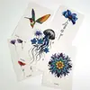 Pegatinas de tatuaje temporales para brazo de flores estilo oscuro en blanco y negro con diseños de mariposa, lobo, tigre, calavera y rosa, impermeables, de larga duración, pegatinas de tatuaje desechables