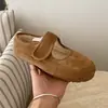 Zapatos Grises Peludos de Suela Blanda para Mujer 2026 Otoño e Invierno Nuevo Estilo Calzado de Exterior Zapatos de Algodón Planos Cálidos con Forro de Felpa Zapatos tipo Mary Jane Zapatos Gorro