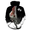 Roupa Masculina Outono e Inverno Jogo Mito Negro: Wukong Series Peripheral 3D Digital Printing Masculino com capuz