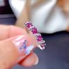 Corindón Rojo Pitaya Nuevo Moda Exquisito Retorcido Anillo Abierto de Diamantes Completos Anillo Harinoso de Temperamento para Mujer Joyería de Mano