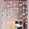 Panda Chica Lazo Rosa Corazón Amor Hogar Dormitorio Velcro Pegatina Partición Cortina de Puerta sin Perforaciones