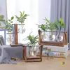 Jarrón de cristal creativo para arreglos florales de sala de estar, recipiente hidropónico transparente simple para plantas pequeñas, maceta de boca estrecha