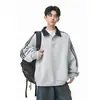 Sudadera Casual de Rayas Bloque de Color Retro Americano para Hombre Nueva Otoño/Invierno 2026 Top de Algodón Chino de 400G para Adolescentes