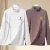 Tops de otoño e invierno con cuello semi-alto, forro polar de doble cara, capa interior ajustada de negocios, camiseta base cálida, camiseta de manga larga para hombre