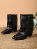 Leggings Transfronterizos Europeos y Americanos de Calibre Grande Botas de Moda Nueva Punta Fina Otoño e Invierno Europeo y Americano Tallas Grandes 2026 Media Pantorrilla Venta al por Mayor Tallas Grandes
