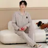 Bestseller de live streaming: conjunto de pijama masculino 100% algodão, nova coleção primavera/outono 2026, leve, manga longa, calça comprida, conjunto de loungewear plus size