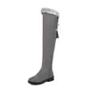 Botas de Pelo de Coelho com Cano Alto para Fornecimento Transfronteiriço Outono e Inverno Novas Baixas Botas Femininas Efeito Emagrecedor Botas de Cano Alto Tamanhos Grandes 40-43 Estoque Disponível