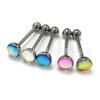 Piercing para la lengua F136 Titanio Gradiente Destello Joyería con Diente Externo Color Mágico Aleación de Titanio G23 Puncture Humana Anillo de Lengua Multicolor Gota de Aceite