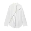 Para Comércio Exterior Transfronteiriço Europeu e Americano Roupas Femininas Aliexpress Mais Vendidas Outono Simples Versátil Popeline Laço Cor Sólida Camisa