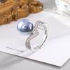 [14MM] Anillo Abierto Tuhao Dorado Blanco Champaña Morado Demonio Multicolor Perla Negra Anillo Femenino Circonita Perla de Imitación
