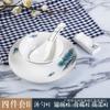 Juego de vajilla para hotel estilo chino Pintura del paisaje de Phnom Penh Plato de hueso Tazón de ala Taza Cuchara Vajilla de cerámica de cuatro piezas