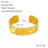 Pulsera de Diseño de Moda Estilo INS de Lujo Ligero Europeo y Americano Oro de 18K Patrón Martillado Exagerado Pulsera Abierta en Forma de C de Acero Inoxidable