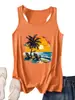 Amazon Wish Sitio Independiente Chaleco de Verano Nuevo Versátil Cómodo y Elegante para Mujer con Diseño de Palmera y Playa al Atardecer