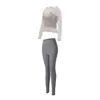 Conjunto de yoga feminino, sem costura e de alta elasticidade, modelador, para treinamento profissional de fitness, corrida e como peça externa, conjunto de duas peças